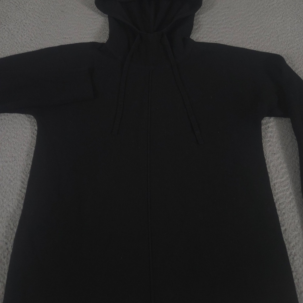 Banana Republic Sweater Women XS Black Knit Center Seam Detail Drawstring Hoodie